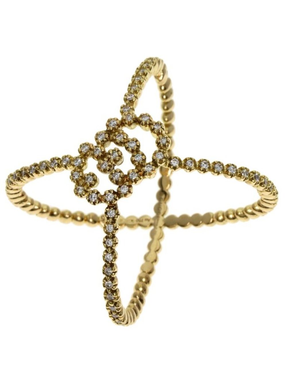 Gucci GG Running Diamond Ring 18K Yellow Gold - Picture 2 of 7